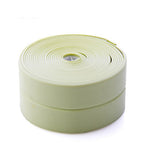 Green ribbon roll on a white background